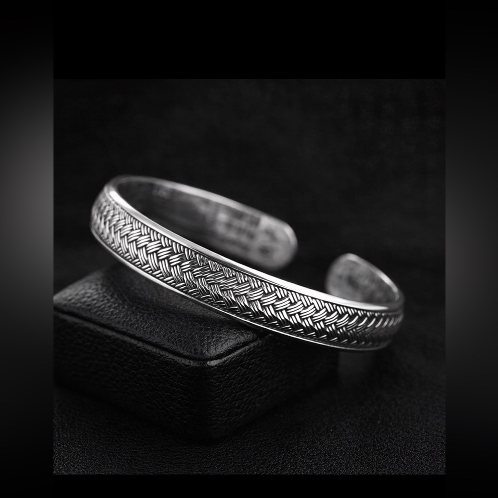 Open bangle unisex basket bracelet 925 Sterling Silver